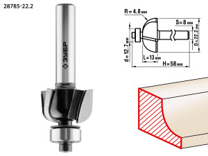 Фреза кромочная калевочная №2 ЗУБР 28,6х13мм