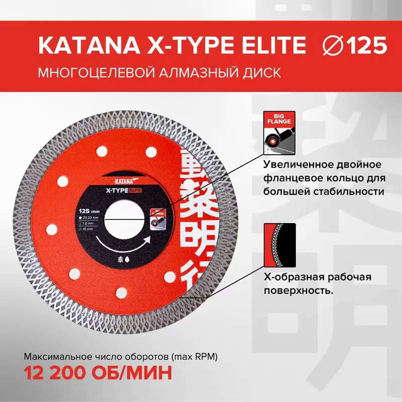 Диск алмазный отрезной 125*22,23*1,2 KATANA X-Type Elite