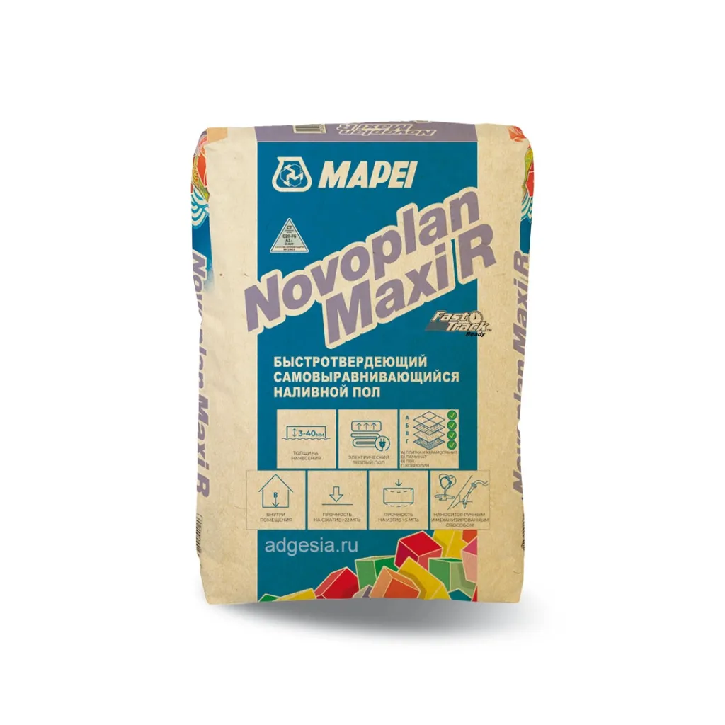 МАПЕЙ, NOVOPLAN MAXI R, Быстротвердеющий самовыравнивающийся наливной пол с толщиной нанесения от 3 до 40 мм, применяемый внутри помещений (23кг)