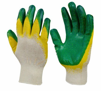 Перчатки х/б с 2-м латексным покрытием (зеленые)